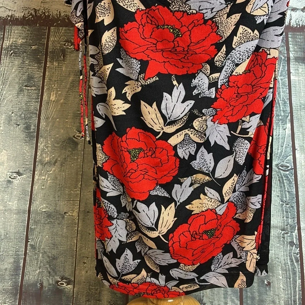 Diane Von Furstenburg Ruched One Sleeve Floral Mesh Dress Boswell Black 6 Sexy - Picture 6 of 16